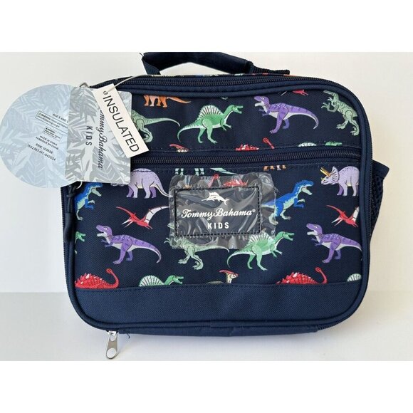 TOMMY BAHAMA KIDS LUNCH BOX BAG INSULATED DINOSAURS NAVY 8 X 10 NWT - Picture 1 of 6